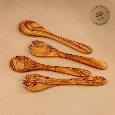 Klassisches Salatbesteck aus Olivenholz – stilvoll & zeitlos