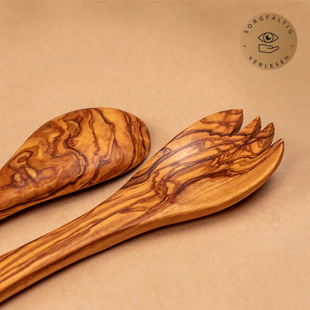 Klassisches Salatbesteck aus Olivenholz – stilvoll & zeitlos