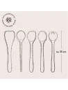 5er Set bestehend aus Salatbesteck, Pfannenwender, Kochlöffel und Löffel mit Mulde /Ecke