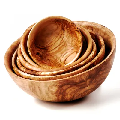 6er Set Salatschalen aus Olivenholz | für puren Salatgenuss