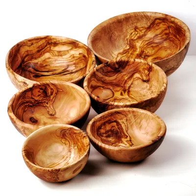 6er Set Salatschalen aus Olivenholz | für puren Salatgenuss