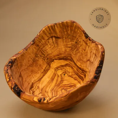Große Obstschale aus Olivenholz, Naturrand 32 cm