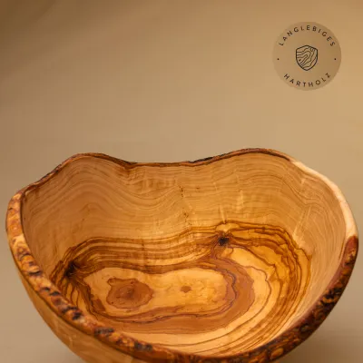 Große Obstschale aus Olivenholz, Naturrand 32 cm