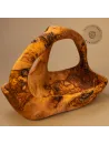 Olivenholz Korbschale mit Henkel | rustikales Unikat für Obst & Deko