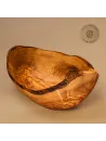 Obstschale aus Olivenholz länglich mit Naturrand | rustikal | naturbelassen