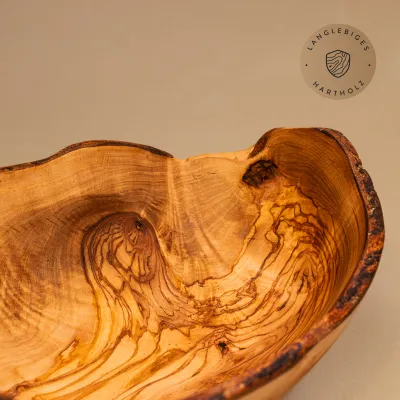 2er oder 3er Set Obstschale oval aus Olivenholz mit Naturrand