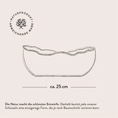 2er oder 3er Set Obstschale oval aus Olivenholz mit Naturrand