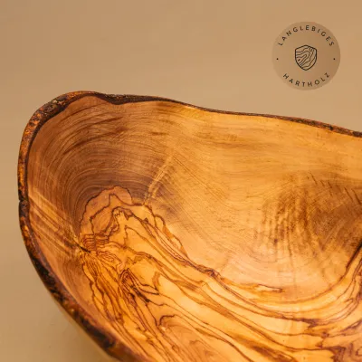 2er oder 3er Set Obstschale oval aus Olivenholz mit Naturrand