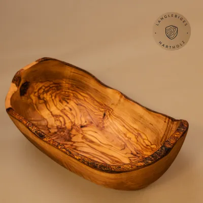 2er oder 3er Set Obstschale oval aus Olivenholz mit Naturrand