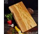 Olive wood kitchen center piece, large, rectangular one side natural