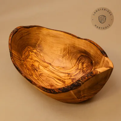 2er oder 3er Set Obstschale oval aus Olivenholz mit Naturrand
