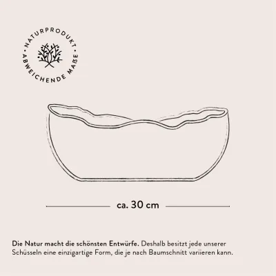 2er oder 3er Set Obstschale oval aus Olivenholz mit Naturrand