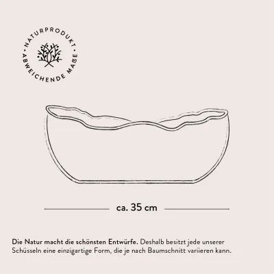 2er oder 3er Set Obstschale oval aus Olivenholz mit Naturrand