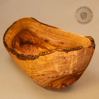 2er oder 3er Set Obstschale oval aus Olivenholz mit Naturrand