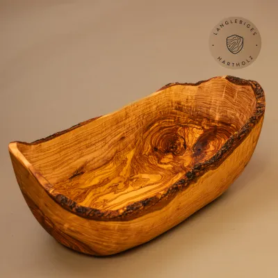 2er oder 3er Set Obstschale oval aus Olivenholz mit Naturrand
