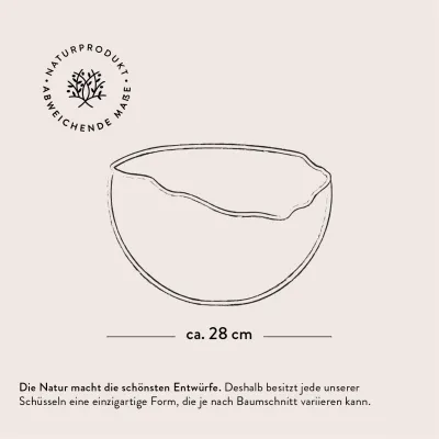 Große Salatschale aus Olivenholz mit Naturrand rustikal naturbelassen