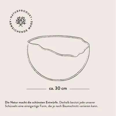 Große Salatschale aus Olivenholz mit Naturrand rustikal naturbelassen