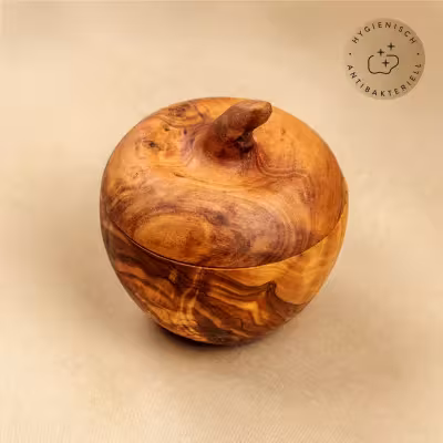 Dose in Apfelform aus Olivenholz | Handgefertigtes Naturprodukt