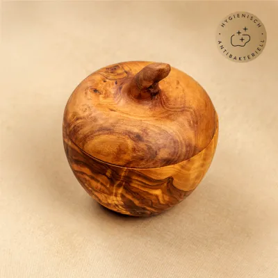 Dose in Apfelform aus Olivenholz | Handgefertigtes Naturprodukt