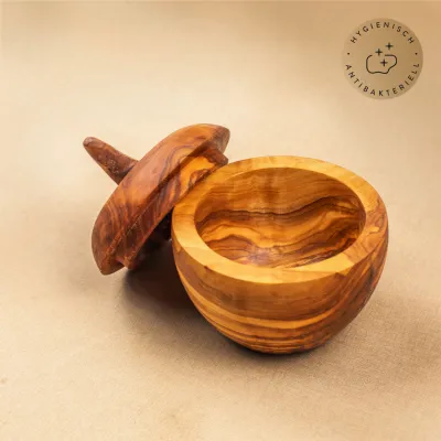 Dose in Apfelform aus Olivenholz | Handgefertigtes Naturprodukt