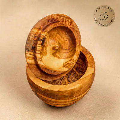 Dose in Apfelform aus Olivenholz | Handgefertigtes Naturprodukt