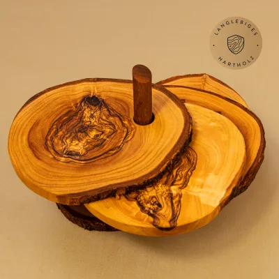 Untersetzer aus Olivenholz mit Naturrand | Baumscheibe | rustikal | 6 Stck.
