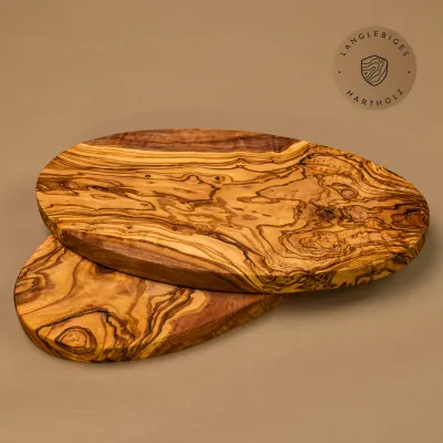 2er-Set ovale Frühstücksbretter Olivenholz | Handarbeit vom Alpenrand