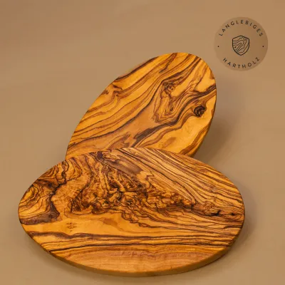 2er-Set ovale Frühstücksbretter Olivenholz | Handarbeit vom Alpenrand