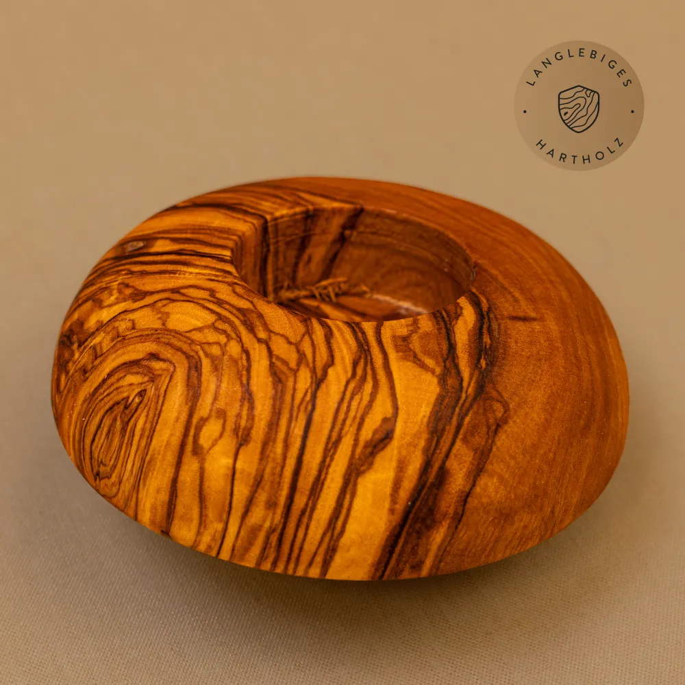 Teelichthalter aus Olivenholz rund | Natürlich & handgefertigt in Bayern