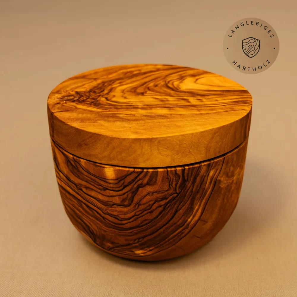 Dose mit Schwenkdeckel aus Olivenholz | Zeitlos schlicht