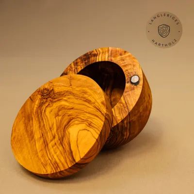 Dose mit Schwenkdeckel aus Olivenholz | Zeitlos schlicht