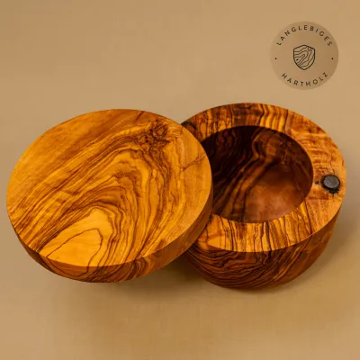 Dose mit Schwenkdeckel aus Olivenholz | Zeitlos schlicht