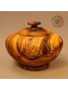 Dose bauchig mit Deckel aus Olivenholz 12cm