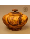 Dose bauchig mit Deckel aus Olivenholz 12cm