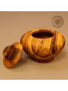 Dose bauchig mit Deckel aus Olivenholz 12cm