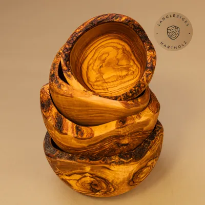 Müslischale aus Olivenholz mit Naturrand | rustikal | naturbelassen