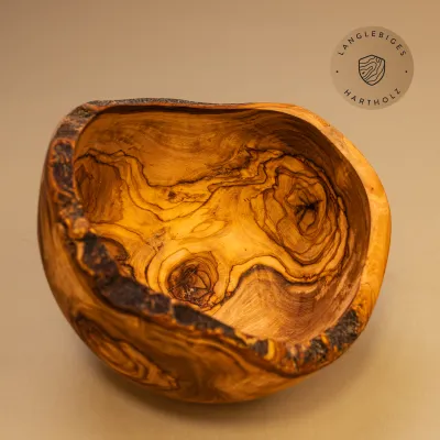 Müslischale aus Olivenholz mit Naturrand | rustikal | naturbelassen