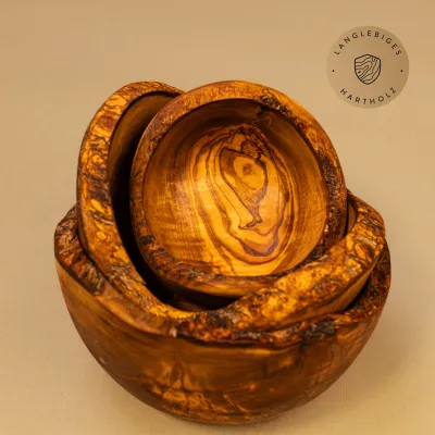 Müslischale aus Olivenholz mit Naturrand | rustikal | naturbelassen