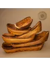 5er Set Baguetteschalen aus Olivenholz mit Naturrand | rustikal authentisch