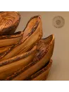 5er Set Baguetteschalen aus Olivenholz mit Naturrand | rustikal authentisch