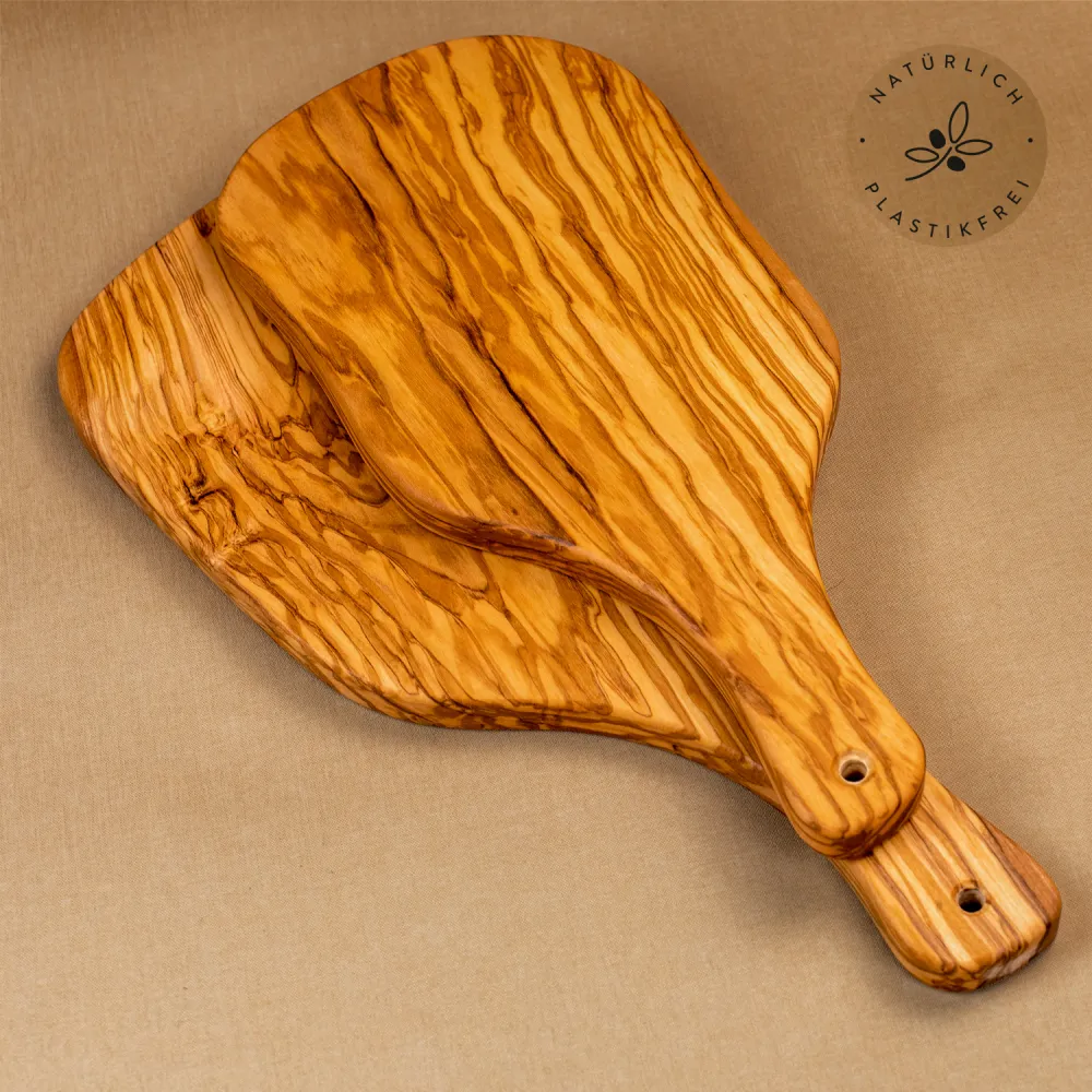 Olivenholzbrett in Naturform | mit Griff | naturbelassen