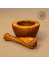 Mörser & Stößel aus Olivenholz mit glattem Rand | natürliche Eleganz