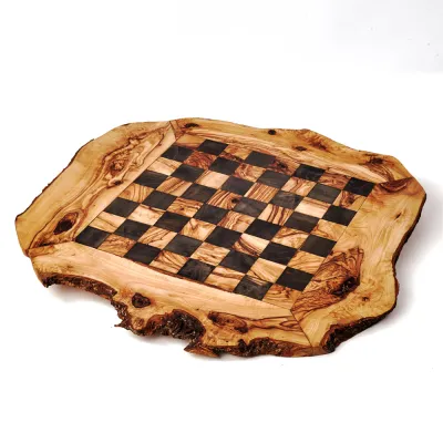 Schachspiel aus Olivenholz incl. Figuren, flach 45 cm x 45 cm