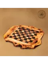 Schachspiel aus Olivenholz incl. Figuren, flach 45 cm x 45 cm