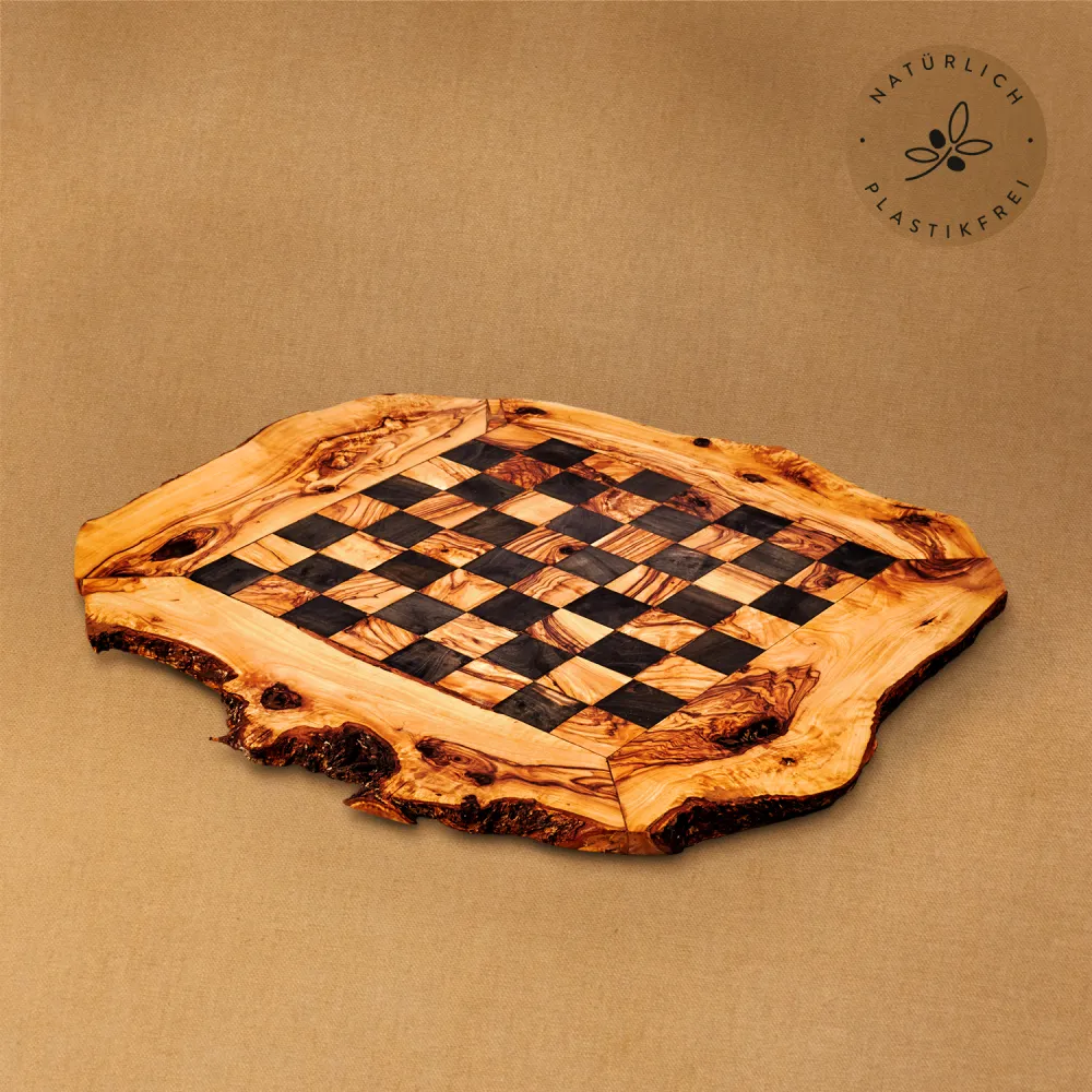 Schachspiel aus Olivenholz incl. Figuren, flach 50 cm x 50 cm
