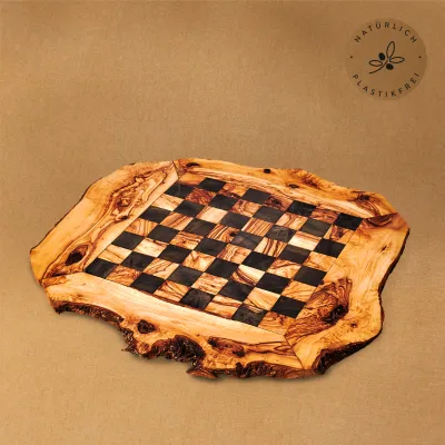 Schachspiel aus Olivenholz incl. Figuren, flach 50 cm x 50 cm