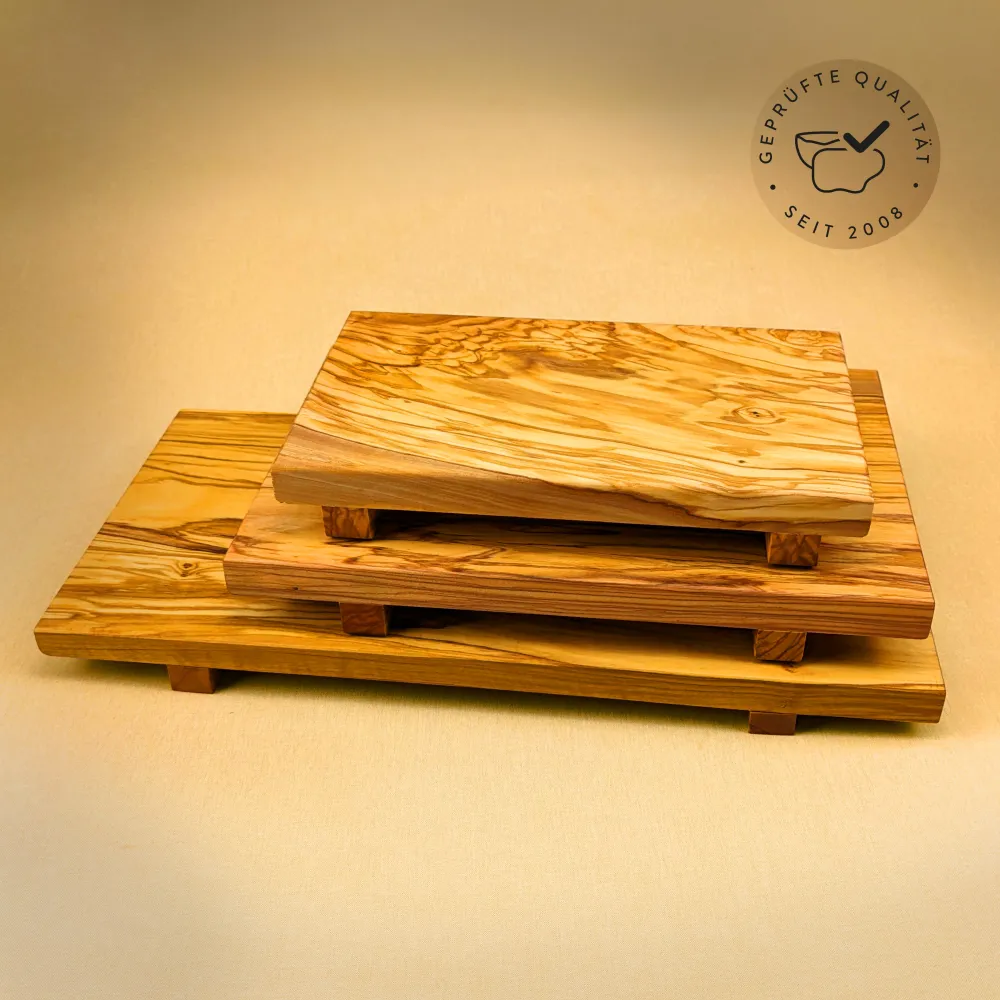3er-Set Sushi Bretter Olivenholz | fernöstlicher Genuss | aus Handarbeit