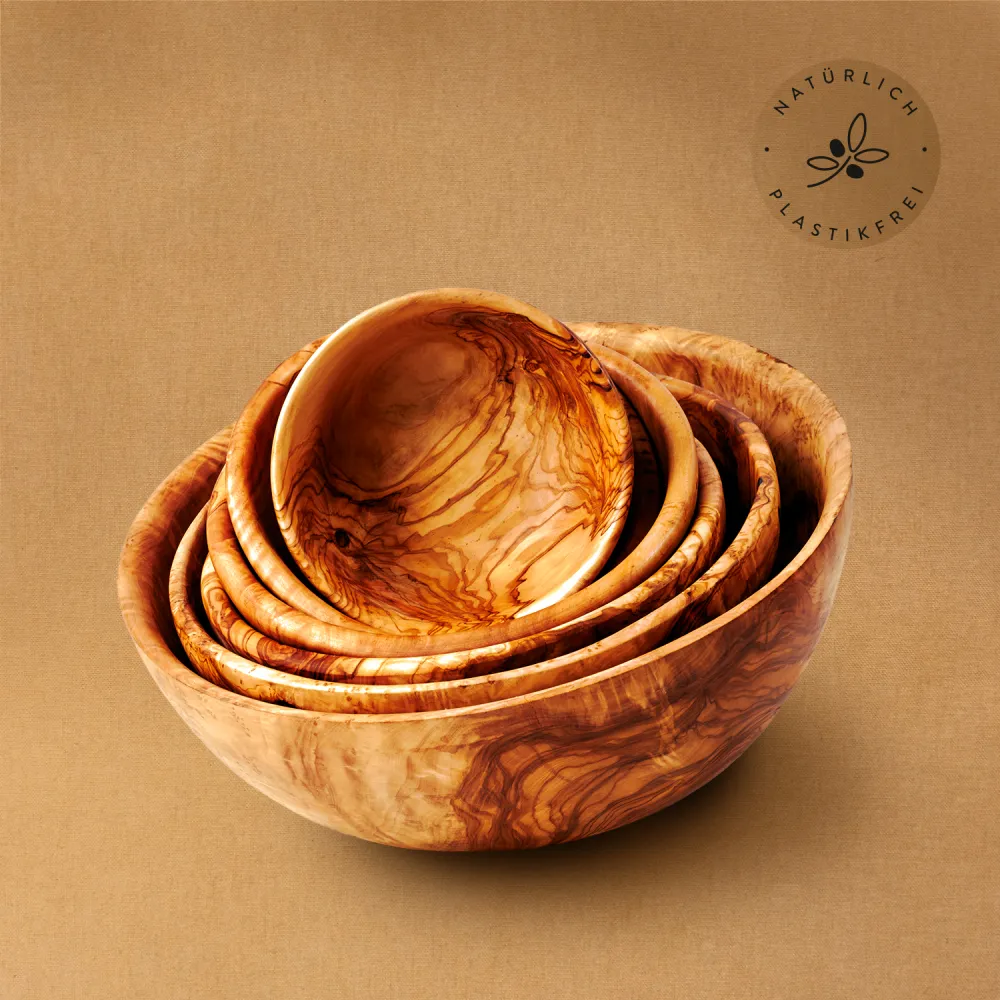 6er Set Salatschalen aus Olivenholz | für puren Salatgenuss