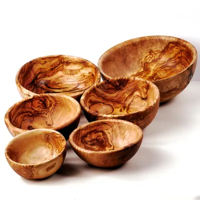 6er Set Salatschalen aus Olivenholz | für puren Salatgenuss