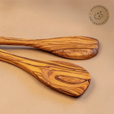 Olivenholz Kochlöffel mit Mulde & Ecke – vielseitig & robust